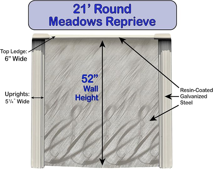 ZREPMEA-2152-001 Meadows Round Above-Ground Swimming Pool Includes Solid Blue Liner and Widemouth Skimmer, (21-Feet-By-52-Inch)