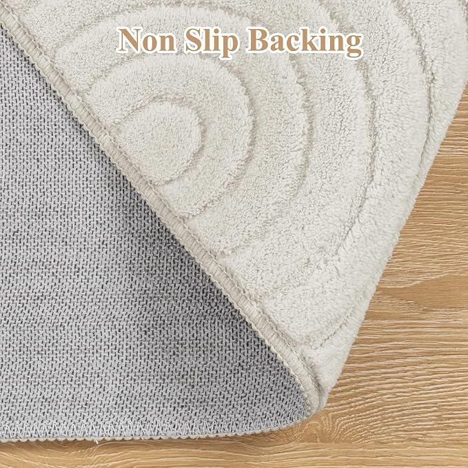 U'Artlines 8x10ft Washable Area Rug for Living Room, Beige | Minimalist Modern, Soft Fluffy, Non Slip High-Low Pile Rug for Bedroom, Carpet for Dining Area, Kids Nursery Room