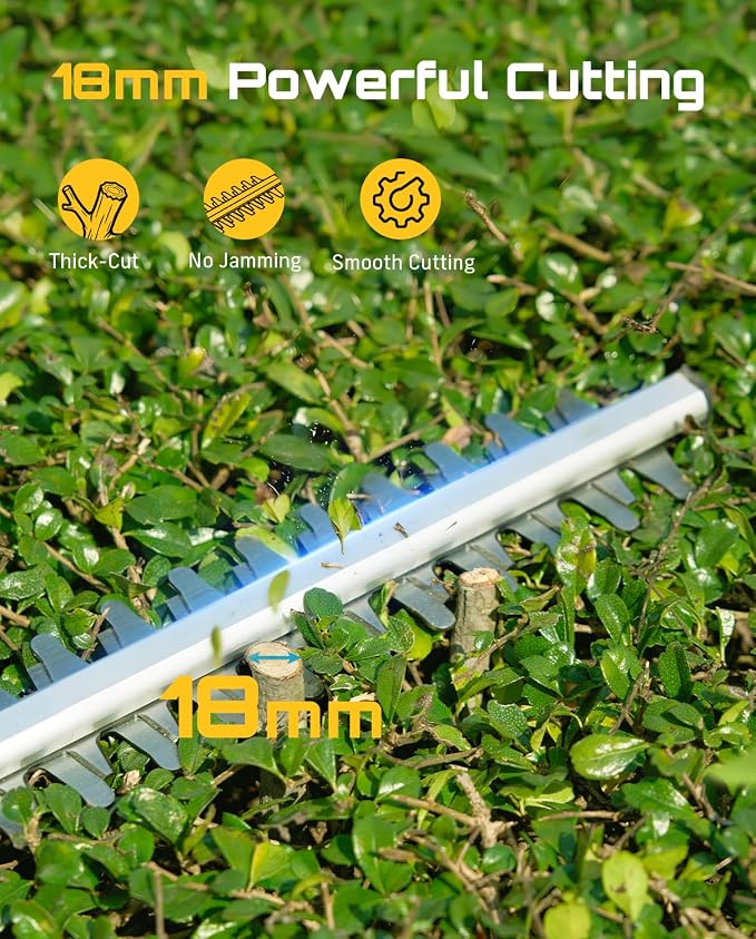 SEESII Cordless Pole Hedge Trimmer: Electric Bush Trimmer with 20" Dual-Action Blade, 2×4000mAh Battery, 8FT Telescopic Pole, Adjustable Rotating Head, Battery Powered Hedge Clipper for Shrub Trimming