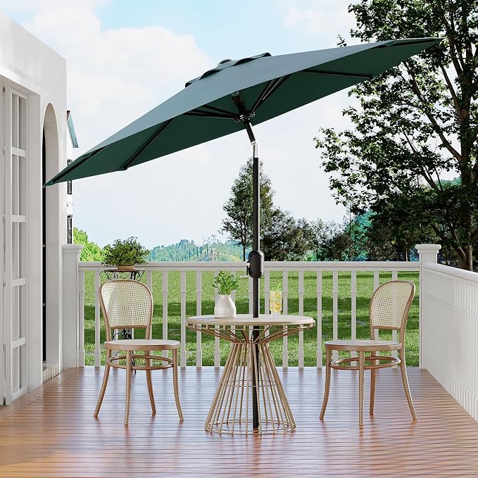 GarveeLife 9FT Patio Umbrella Outdoor, Table Umbrella with Push Button Tilt and Crank, 8 Sturdy Ribs UV Protection Waterproof for Garden, Pool, Market, Deck