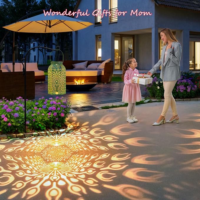 Homeimpro Solar Outdoor Lanterns Waterproof Peacock Gardening Gifts for Mom, Big Solar Garden Yard Art, Outside, Patio, Birthday Mothers' Day Gifts Grandma Wife (2Pack, Antique Green)