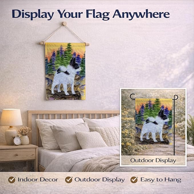 Caroline's Treasures SS8194GF Papillon Garden Flag Mailbox Flag Decorative Yard Flag Banner Outside Patio Artwork Yard Flower Beds, Garden Size, Multicolor