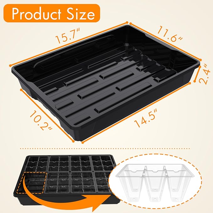 Gardzen 10 Pack Seed Trays, Reusable Plant Grow Trays, Ideal for Seed Starting, Microgreens, Indoor Gardening, and Greenhouse Nurseries - No Drain Holes, 15.7" x 11.6"