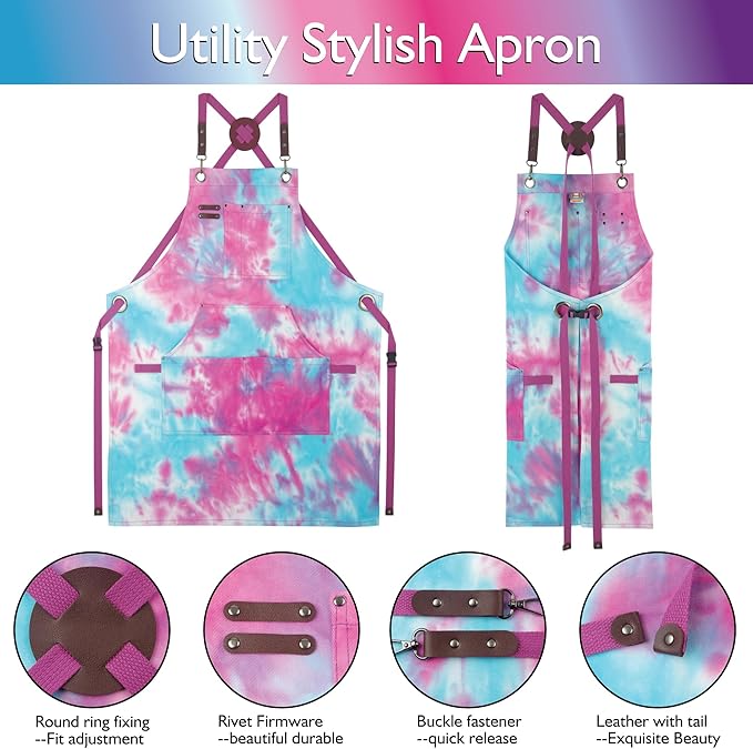 Kitchen Apron, Work Apron, Canvas Apron, Phantom Blue | Multiple Pockets, Gardening, Painting, BBQ, Carpenter, Sizes M to XXL