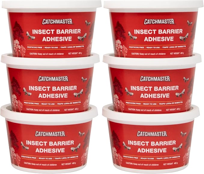 Catchmaster Tree Banding Insect Barrier 6Pk, 15oz Pails, Lanternfly & Ant Traps, Outdoor Adhesive Crawling Insect Trap to Protect Trees, Fruit & Plants