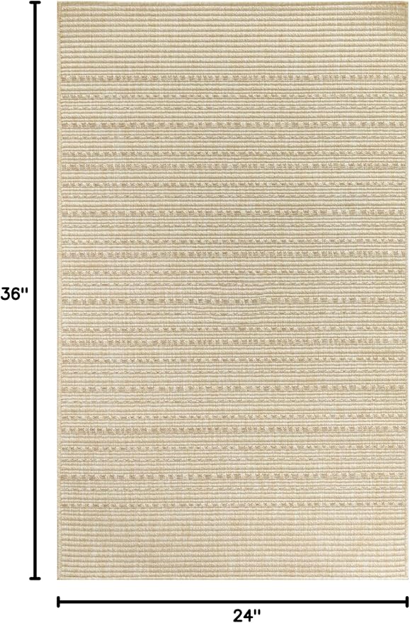 Nourison Home Tulum Cream 2' x 3' Area Rug - Easy Clean, Non Shedding, Bed Room, Living Room, Dining Room, Kitchen (2' x 3')