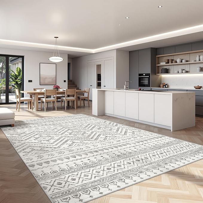 Miukiki 7x9 Area Rug Washable Non Slip Rug for Living Room | Soft Low Pile Washable Area Rug Bedroom Dining Room, Stain Resistant Carpet with Easy Care Design 7'x9'