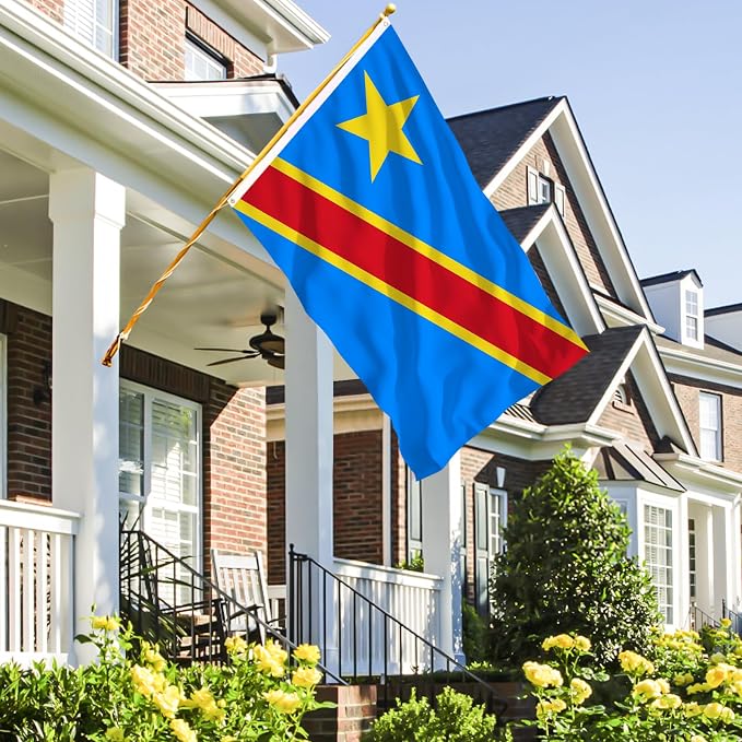 Ahfulife DRC Flag 3x5 Ft for World Cup Decorations 2026, 1 Pc Large Democratic Republic of the Congo National Flag for Outdoor Indoor, Double Sided for Independence Day, Party Street Decor
