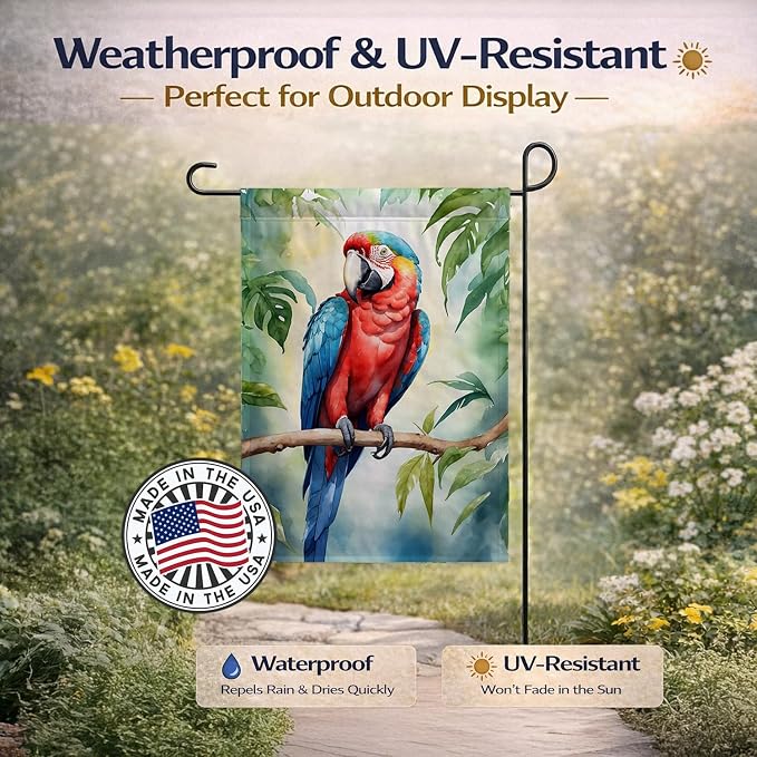 Caroline's Treasures Macaw Parrot Garden Flag Mailbox Flag Decorative Yard Flag Banner Outside Patio Artwork Yard Flower Beds, Garden Size, Multicolor