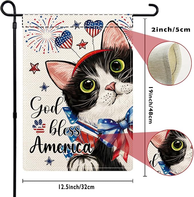 Cute Black Cat Garden Flags for Outside Set of 12, Welcome Seasonal Garden Flags 12x18 Double Sided, Kitten Yard Flags for All Seasons and Holidays, Winter Spring Yard Flag for Holiday Decor