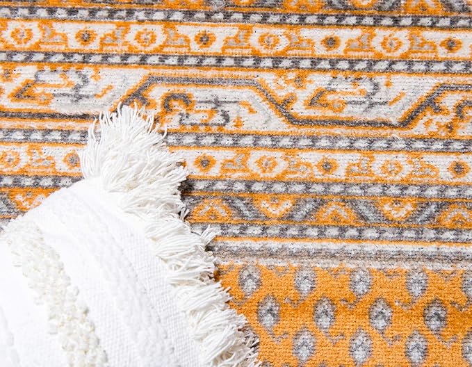 Unique Loom Williamsburg Collection Traditional Border with Dotted Center Area Rug, Rectangular 10' 0" x 13' 1", Orange/Beige