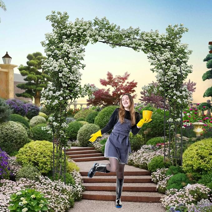 BUKLIYN Garden Arch Trellis - Length: 59in, Height: 94.5in Garden Trellis for Climbing Plants Outdoor - Garden Arch for Lawn, Party, Ceremony Wedding Decoration
