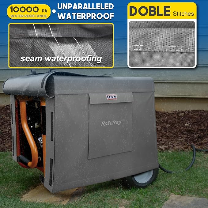 Generator Cover-26”Lx20”Wx20”H,600D Heavy Duty Waterproof, Small Outside Equipment Cover for Champion,Predator,WEN,Ryobi,Generac,Westinghouse Portable Generator 3000-6000W-Gray/XL