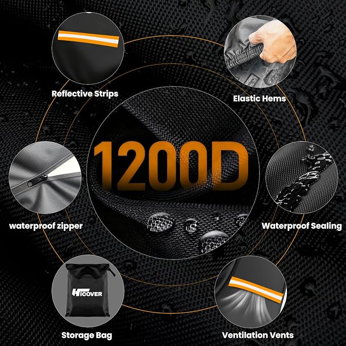 Snow Blower Cover - 1200D Snowblower Covers Heavy Duty Waterproof Zipper Reflective Strips Universal Fit for EGO, Honda, Ryobi, Cub Cadet, Ariens, Troy Bilt, Snow Joe, Toro and PowerSmart