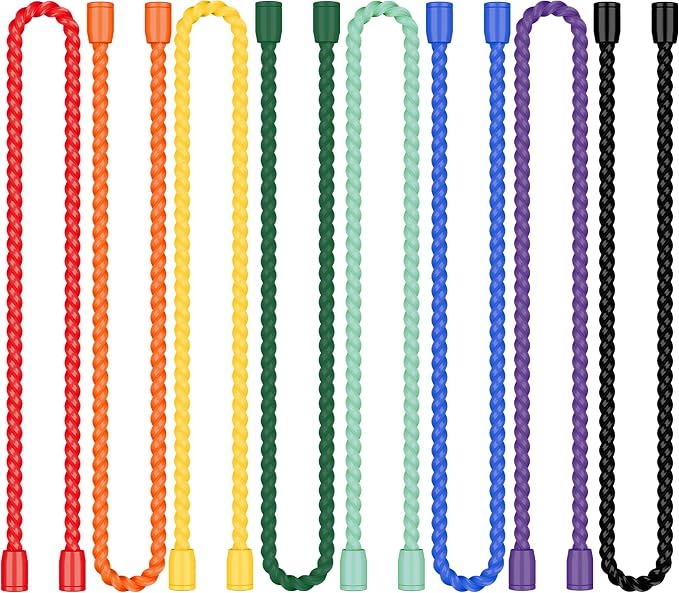8PCS 12-Inch Silicone Cable Ties, Bendable Rubber Twist Ties, Reusable Twist Ties for Cords, gear ties for Organizing, Bundling (Multicolor)