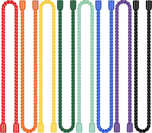 8PCS 12-Inch Silicone Cable Ties, Bendable Rubber Twist Ties, Reusable Twist Ties for Cords, gear ties for Organizing, Bundling (Multicolor)