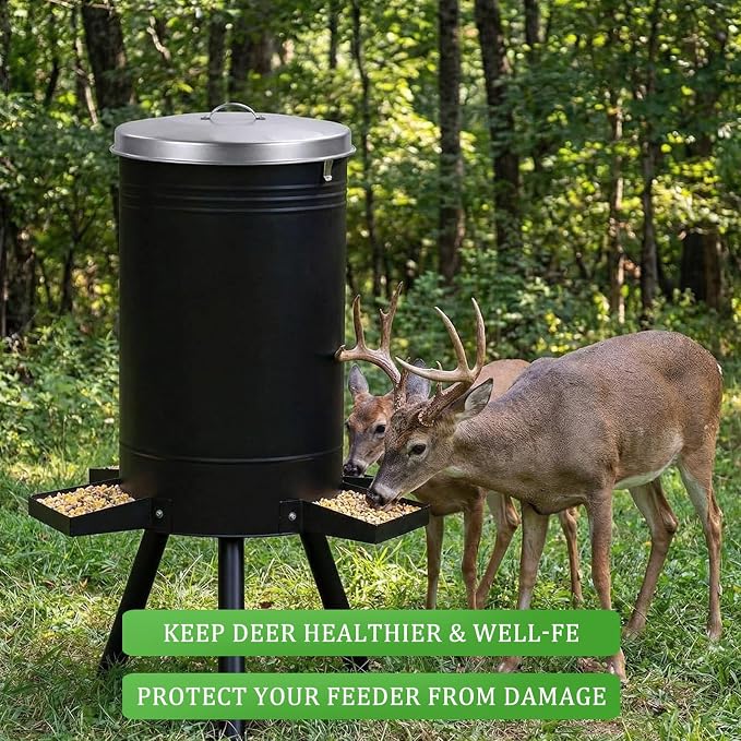 1 Pack White 55 Gallon Drum Lid with Handle Feeder Part Steel 3 Deep Heavyweight 9 lb Heavy Duty Waterproof Dustproof for Deer Turkey Feeder Fit Most 55 Gallon Rain Barrel
