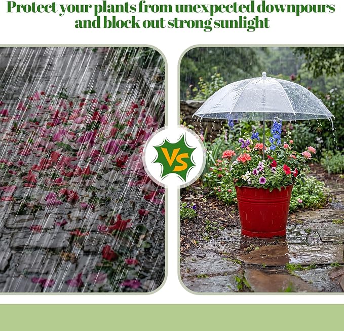 Novabright 6 Pack 27.5" Transparent Plant Umbrellas for Outdoor Plants, Mini Greenhouse Dome Protector with Adjustable Height Angle Plant Shade Cover for Garden Bed Vegetables Flower Potted Rainproof