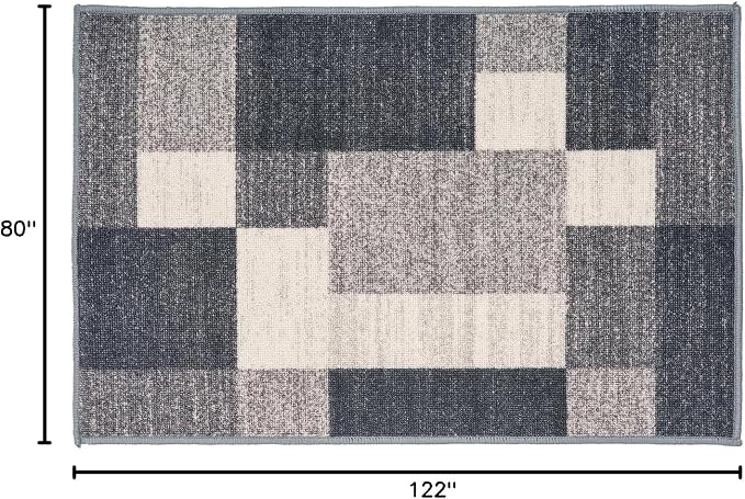 Rugshop Geometric Boxes Non-Slip Modern Living Room Area Rug Gray 2'7" x 4' | Non-Shedding, Rectangular, Size 2'7" x 4', Bedroom, Dining Room, Home Office, Kitchen, Entryway, Hallway, Nursery, Kids Room