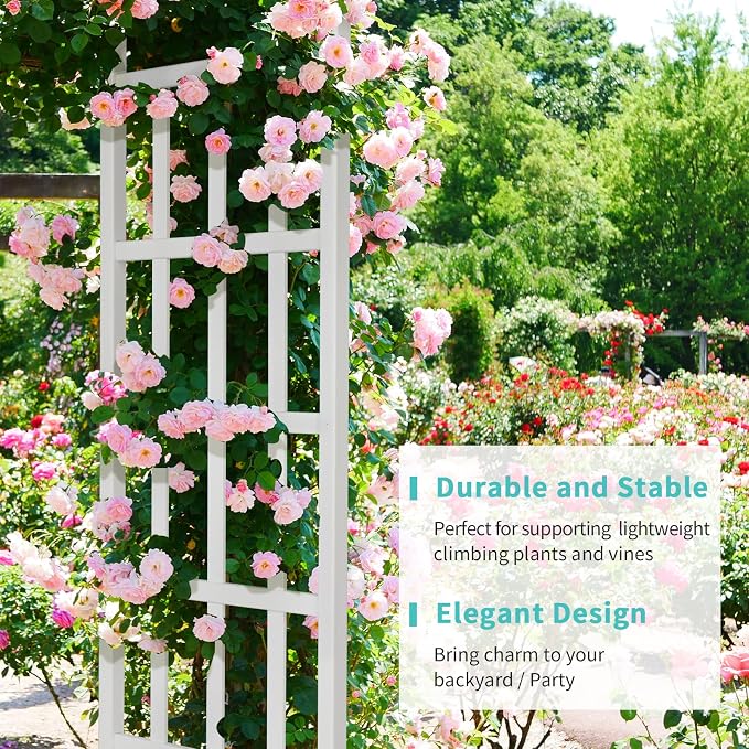 VINGLI Vinyl Garden Arbor, PVC Wedding Arch for Ceremony Party, Garden Trellis for Climbing Plants Outdoor, Arch Backdrop Stand for Garden, Backyard, Lawn