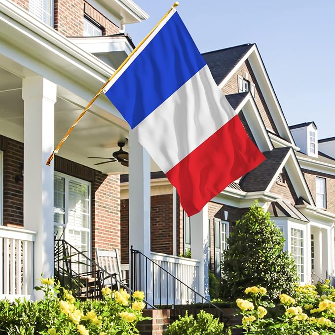 AhfuLife 2 Pcs French Flag 3 x 5 Ft France Flag, Large France National Flags for Outside - Double Side with Brass Eyelets for Olympic Party Decorations, Bar Garden Street Decoration Indoor Outdoor