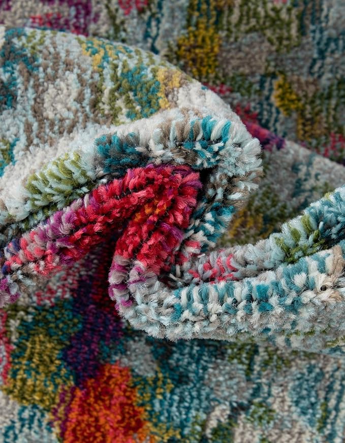 Unique Loom Chromatic Collection Area Rug - Champagne (2' 2" x 6' Runner, Multi/ Blue)