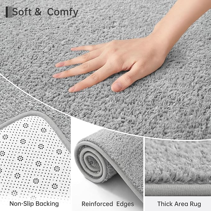 Keeko 4x4 Square Area Rugs for Living Room Bedroom,Soft Washable Carpet | Modern Indoor Memory Foam Entryway Rug Low Pile Minimalist Non Slip Rug for Kids Nursery Dorm Room Home Decor Grey