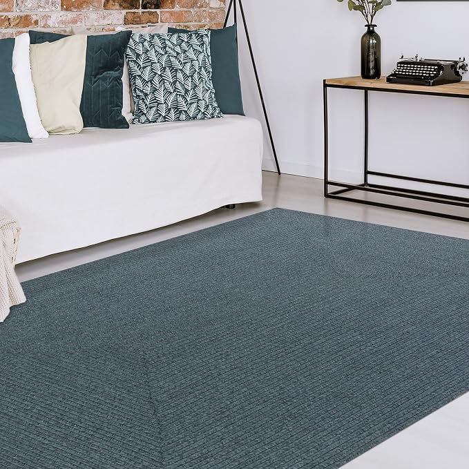 Superior Indoor/ Outdoor Large Area Rug, Reversible Braided Home Floor Decor for Living Room, Kitchen, Entryway, Patio, Front Porch, Deck, Modern, Boho, Farmhouse Style, 4' x 6', Lagoon Breeze