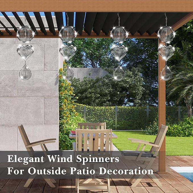 CHONOVO Stainless Steel Reflective Device, Round Bird Devices Set Highly Reflective 3D Wind Spinners Outdoor Garden Decor for Outside Window Roof Yard Orchards 12 Discs 4 Pcs