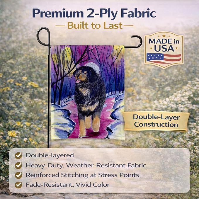 Caroline's Treasures SS1021GF Tibetan Mastiff Garden Flag Mailbox Flag Decorative Yard Flag Banner Outside Patio Artwork Yard Flower Beds, Garden Size, Multicolor