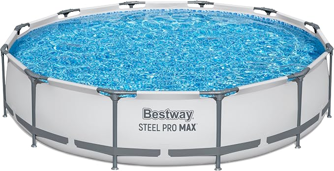 Bestway Steel Pro MAX Frame Pool Set with Filter Pump, Diameter 366 x 76 cm, Light Grey, Round
