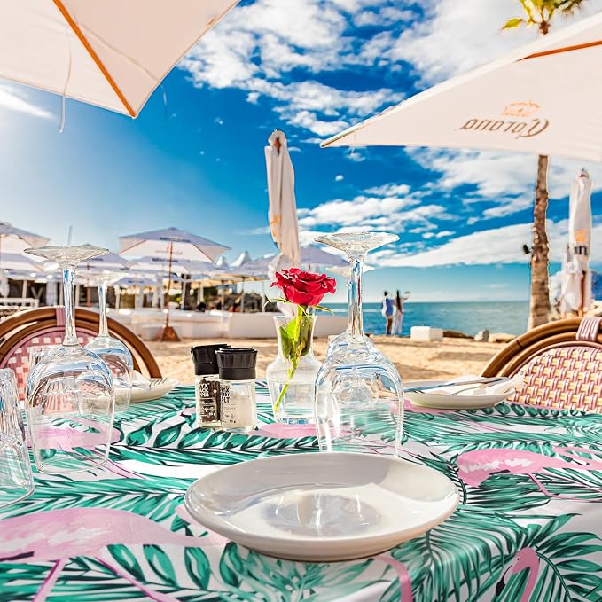 Outdoor Tablecloth with Umbrella Hole Umbrella Tablecloth Patio Tablecloths with Zipper for Courtyards, Terraces, and Beaches 60 x 84 in