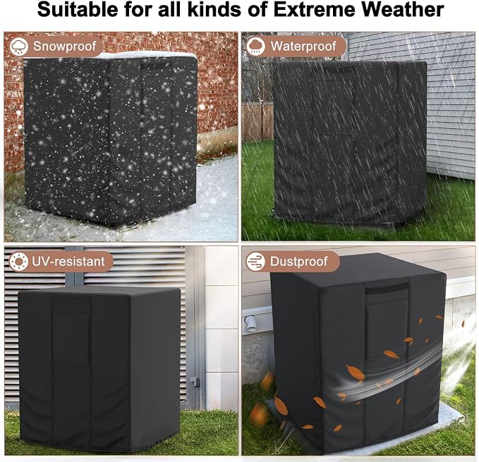 Mrrihand Central Air Conditioner Cover for Outside Units Waterproof Heavy Duty AC Unit for Outdoor Large AC Cover for Winter (24"X24"X30")
