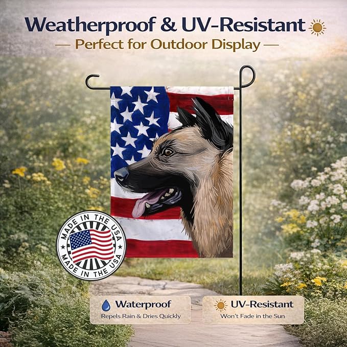 Caroline's Treasures CK6598GF Kunming Wolfdog American Flag Garden Flag Mailbox Flag Decorative Yard Flag Banner Outside Patio Artwork Yard Flower Beds, Garden Size, Multicolor
