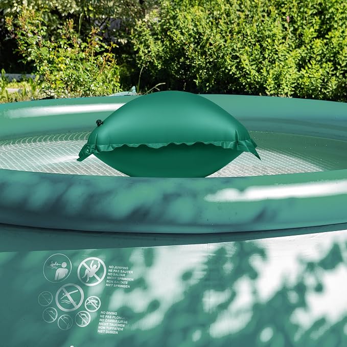 CACSPS Above Ground Pool Pillow - 4x4 Ft Air Pillow for Winterizing, 0.5mm PVC Material, 2X 16.5Ft Green Rope
