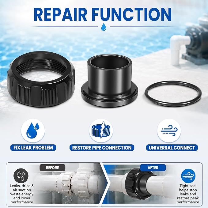R0446101 Pump Union Nut Kit with Tailpiece & O-Ring | Fit for Zodiac Jandy JEP and Stealth SHPF/SHPM Series Pool Pumps – 2 x 2.5 in Replacement Union Tailpiece Kit