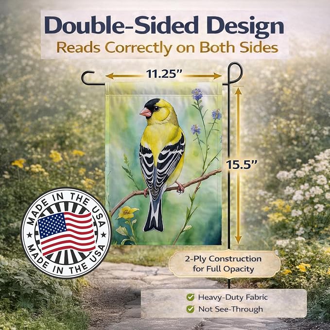 Caroline's Treasures American Goldfinch Garden Flag Mailbox Flag Decorative Yard Flag Banner Outside Patio Artwork Yard Flower Beds, Garden Size, Multicolor