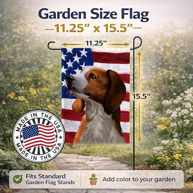 Caroline's Treasures CK6397GF American English Coonhound American Flag Garden Flag Mailbox Flag Decorative Yard Flag Banner Outside Patio Artwork Yard Flower Beds, Garden Size, Multicolor