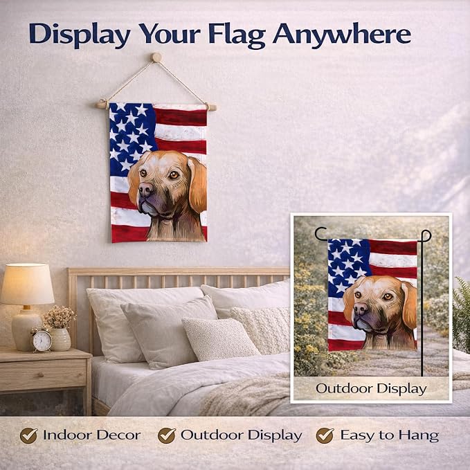 Caroline's Treasures CK6660GF Portuguese Pointer Dog American Flag Garden Flag Mailbox Flag Decorative Yard Flag Banner Outside Patio Artwork Yard Flower Beds, Garden Size, Multicolor