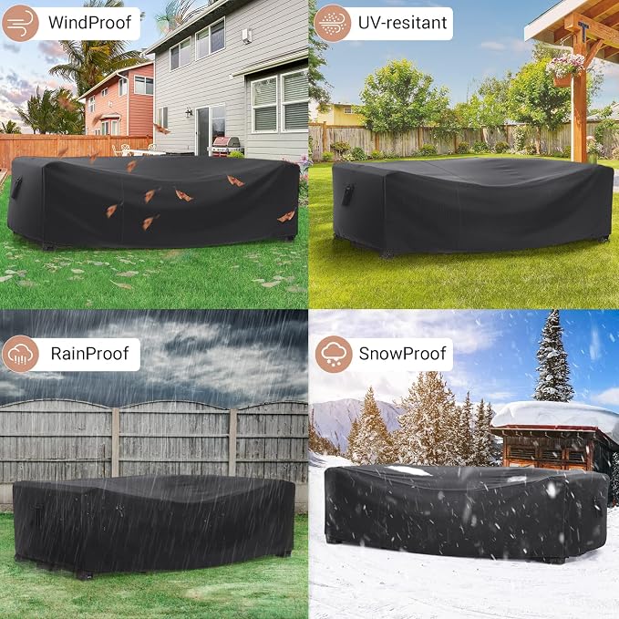Mrrihand Heavy Duty Patio Furniture Covers, Outdoor Furniture Covers Waterproof Sectional Sofa Set, Patio Table and Chair Set Cover 74" L×47" W×28" H