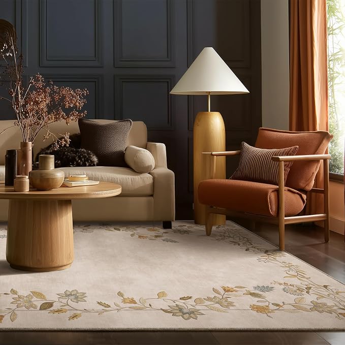 5x7 Area Rugs for Living Room: Washable Rugs for Bedroom Stain Resistant Non Slip Low Pile Soft Lightweight Vintag Rug for Kitchen Dining Room Nursery Farmhouse Entryway