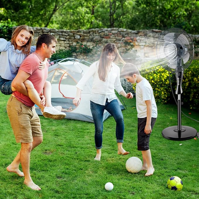 Fan Mister Kit for Outside Patio, Misters with 19.69FT Water Supply Line + 5 Brass Mist Nozzles + Misting Ajustable Value for Cooling Outdoor Backyard, Connect to Any Outdoor Fan(Fan Not Included)
