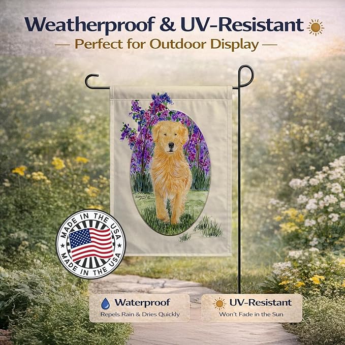 Caroline's Treasures SS8060GF Golden Retriever Garden Flag Mailbox Flag Decorative Yard Flag Banner Outside Patio Artwork Yard Flower Beds, Garden Size, Multicolor