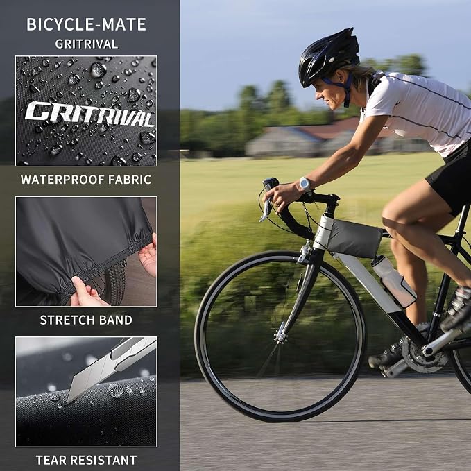 Bike Covers Outdoor Storage Waterproof. It Comes in 3 Colors and 2 Sizes. The Bike Cover is Equipped With a Bike Chain Lock