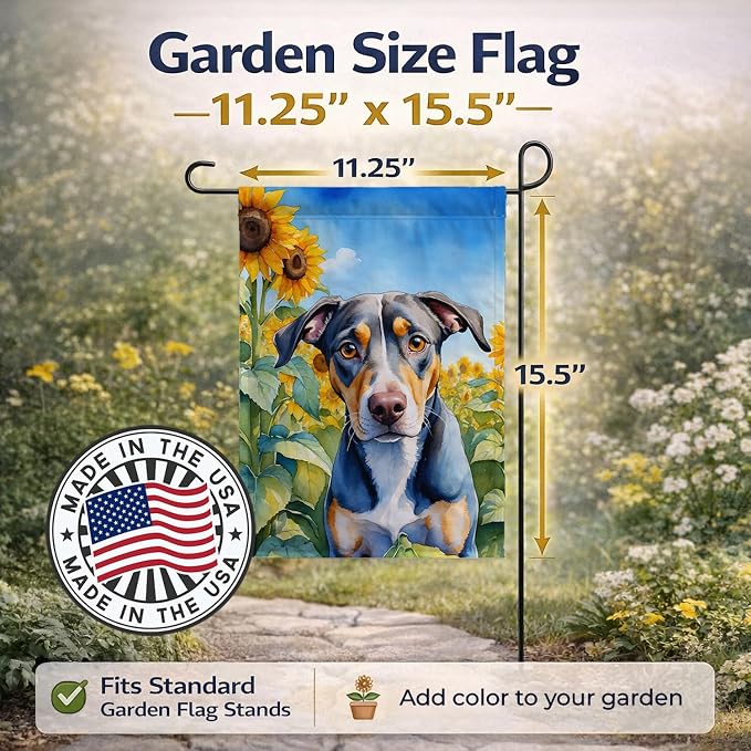 Caroline's Treasures DAC6046GF Catahoula in Sunflowers Garden Flag Mailbox Flag Decorative Yard Flag Banner Outside Patio Artwork Yard Flower Beds, Garden Size, Multicolor