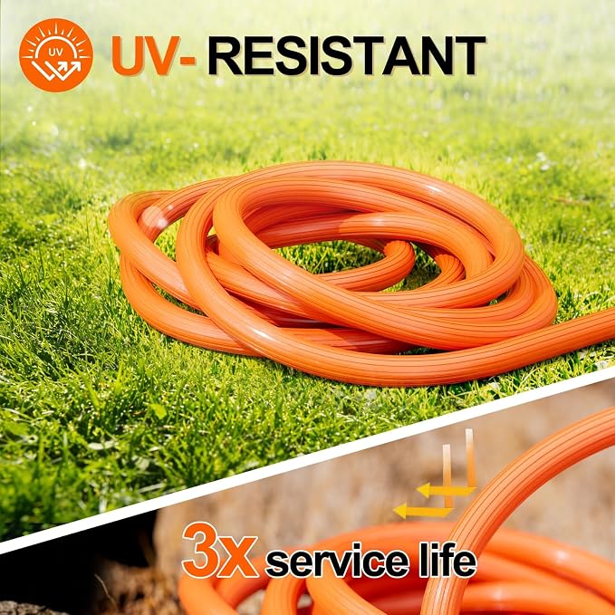 SPECILITE 3/4'' Heavy Duty Rubber Garden Hose 100FT, 1300psi Burst, 450psi Working, Hot/Cold Water Hose, -50℉ -170℉, 5 Layered Pipe, UV Resistant, 3/4" Brass Fittings for Outdoor, Agriculture