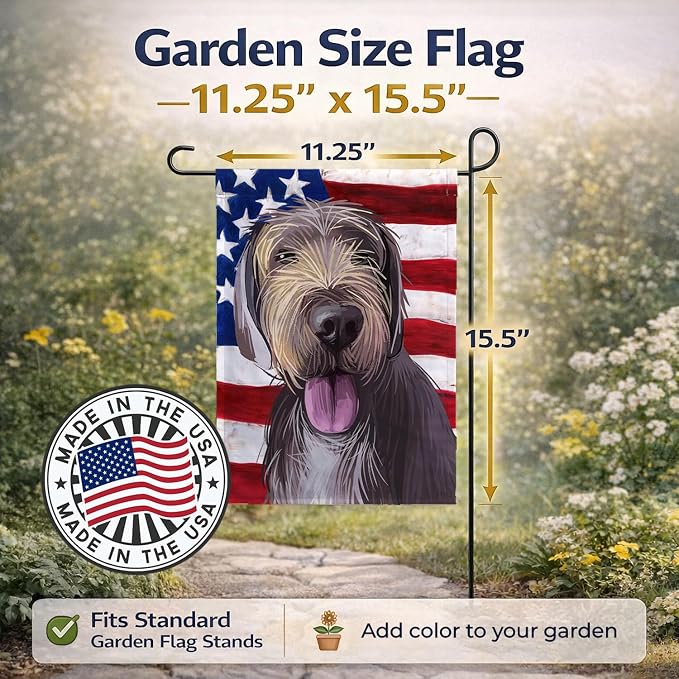 Caroline's Treasures CK6712GF Slovak Rough-haired Pointer American Flag Garden Flag Mailbox Flag Decorative Yard Flag Banner Outside Patio Artwork Yard Flower Beds, Garden Size, Multicolor