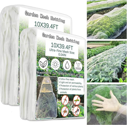 2 Pack Garden Netting 10x39.4Ft Ultra Fine Mesh Insect Netting for Garden Protection,Reusable Barrier Protection Mesh Plants Cover for Protect Vegetables Plants Fruits Flowers Crops from Animals