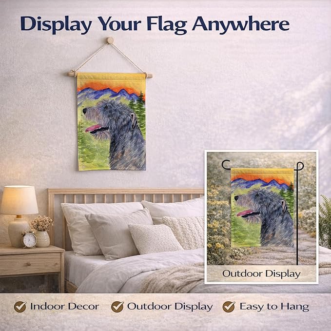 Caroline's Treasures SS8209GF Irish Wolfhound Garden Flag Mailbox Flag Decorative Yard Flag Banner Outside Patio Artwork Yard Flower Beds, Garden Size, Multicolor
