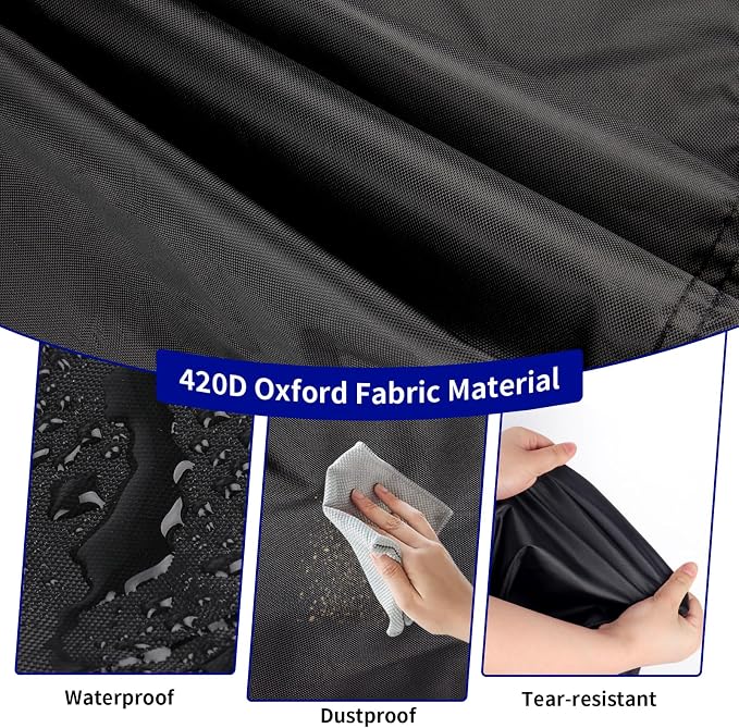 Saking 42" Rectangular Fire Pit Tables 2-Piece 50,000 BTU Outdoor Propane Gas Fire Pit Cover Rectangular, 42in &16.5in, Waterproof & UV-Resistant, Patio Set Cover, Black
